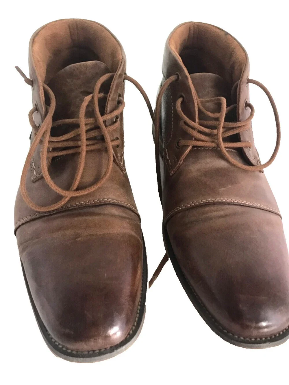 Steve Madden Mens P-Klatin Brown Leather Lace-Up Ankle P-Klatan Boots Size 9